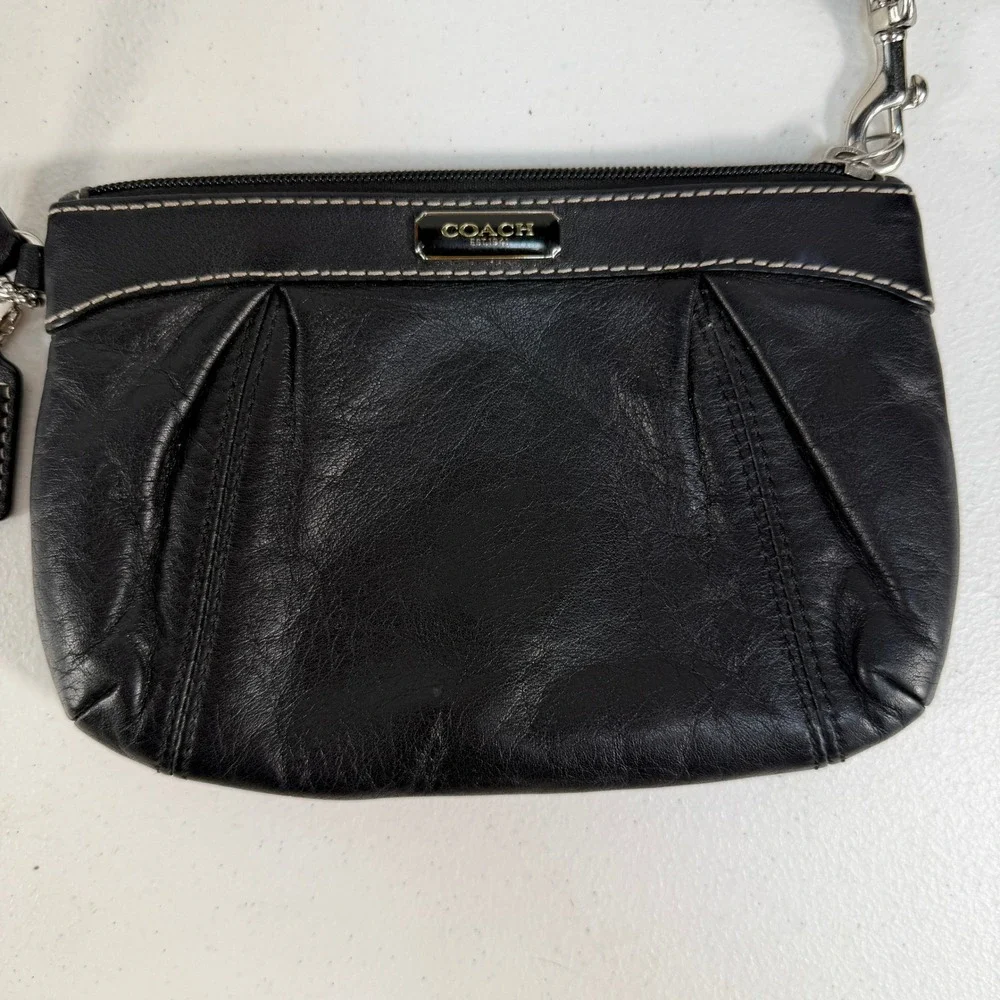 Coach Black Legacy Wristlet Wallet‎ Leather Small Pouch 48179 Designer Festival
